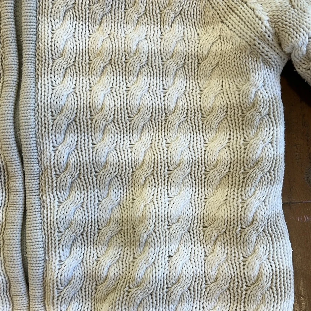 Angel dear Sherpa cable knit tan striped jacket